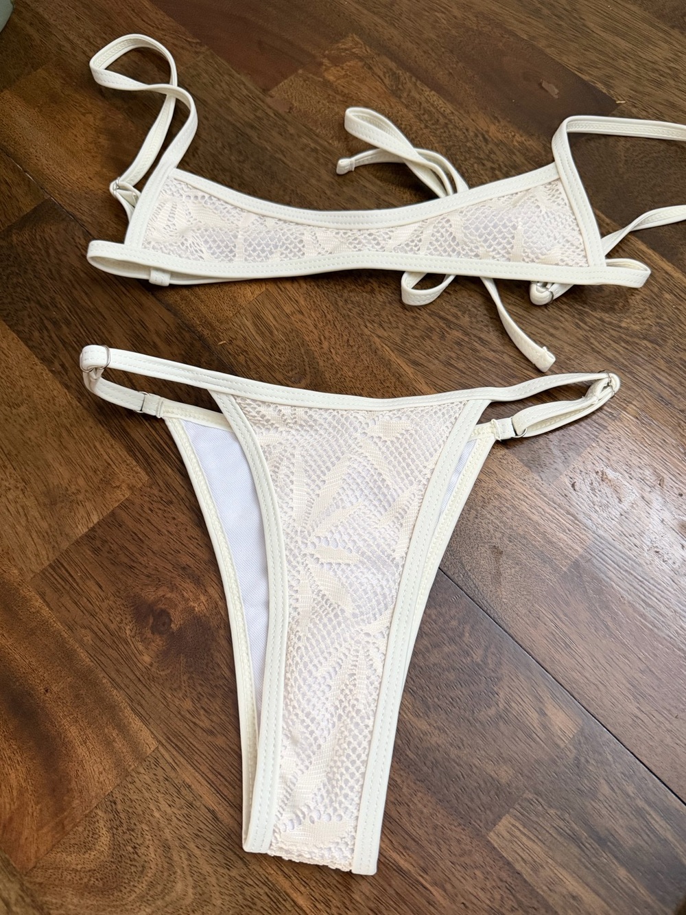 Women’s Cream Lace Triangle Bikini Set
